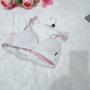 dELiA*s White and Pink Lace Trim Bra